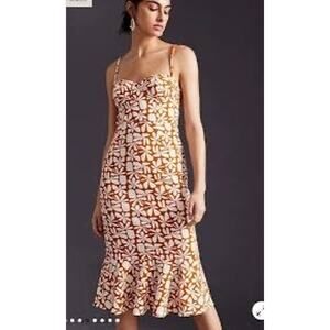 Anthropologie Brown and Pink Mini Dress
